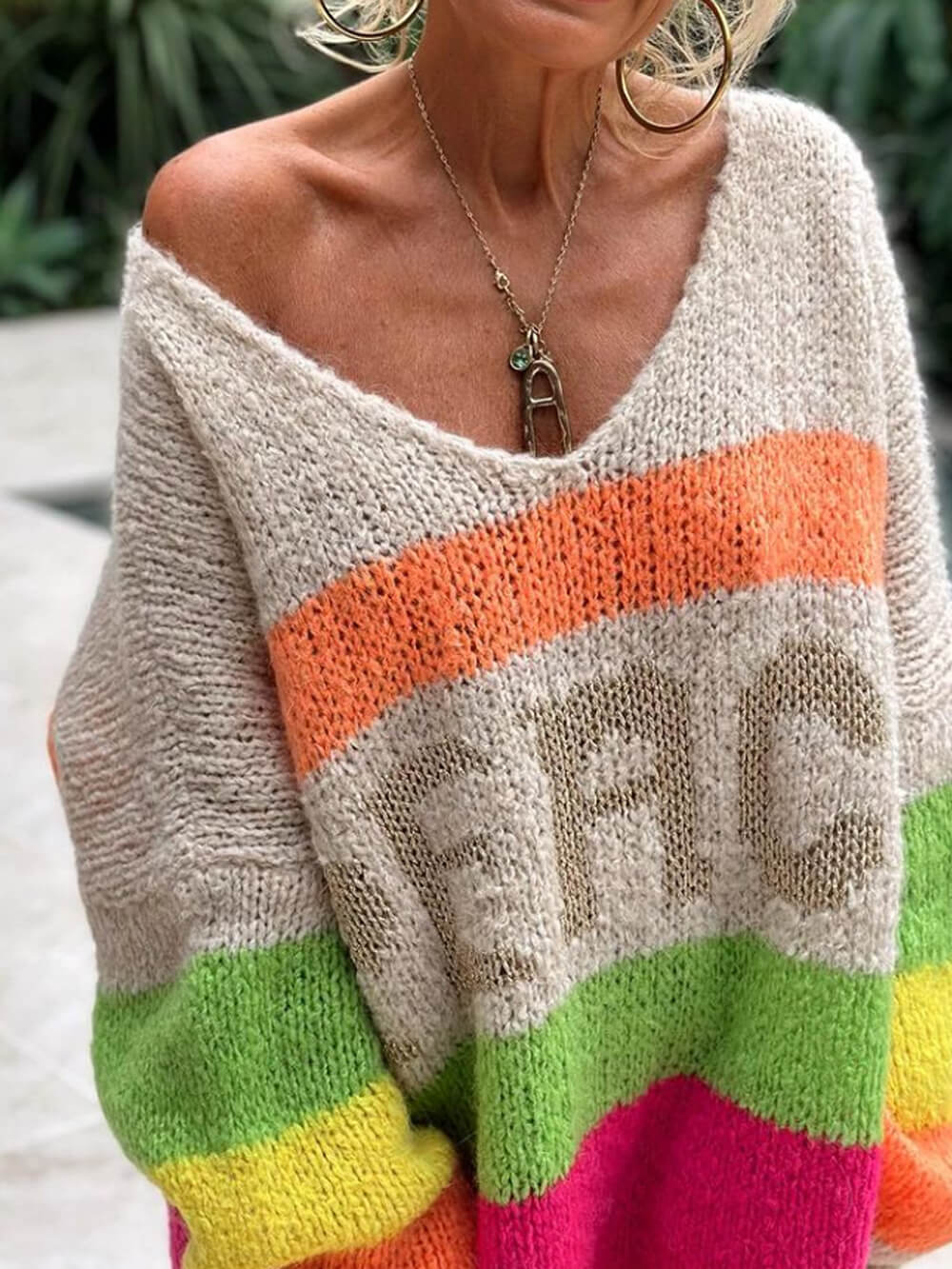 Lässiger Bohemian-Pullover