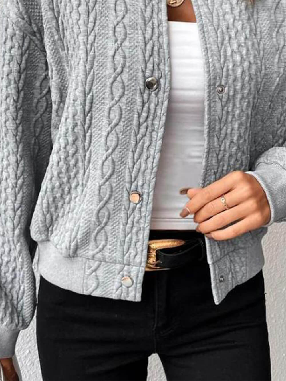 Lockere Baseball Jacke aus Jacquard