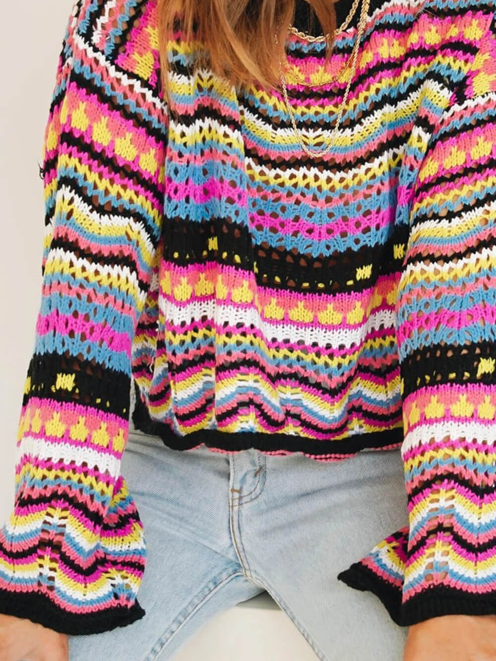 Gestreifter Pulli mit Rundhalsausschnitt