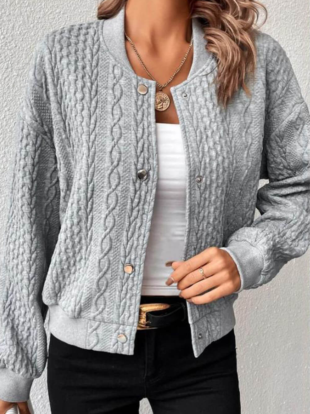 Lockere Baseball Jacke aus Jacquard