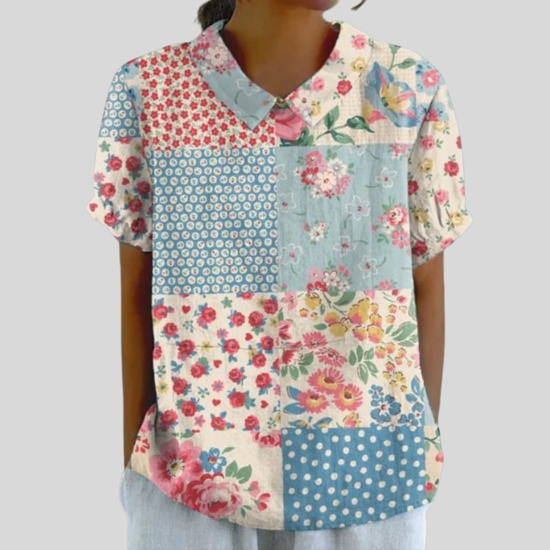 Noemie™ | Vintage Patchwork Blouse