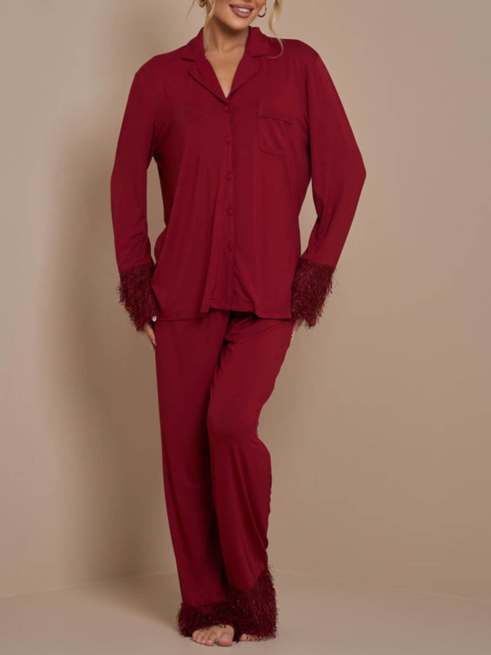 Pyjama-Set mit Pompons und Patchwork