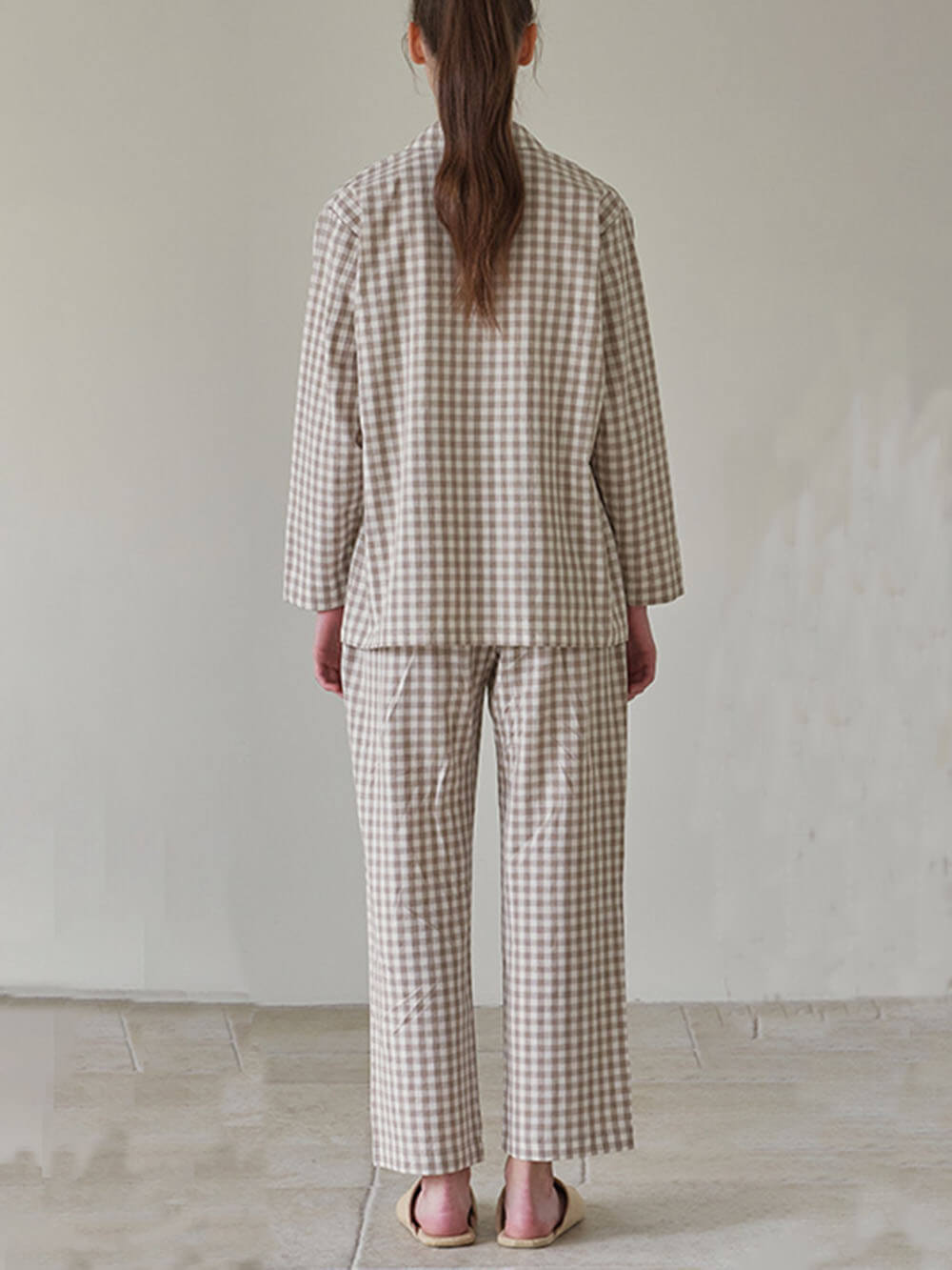 Weit geschnittenes kariertes Pyjama-Set
