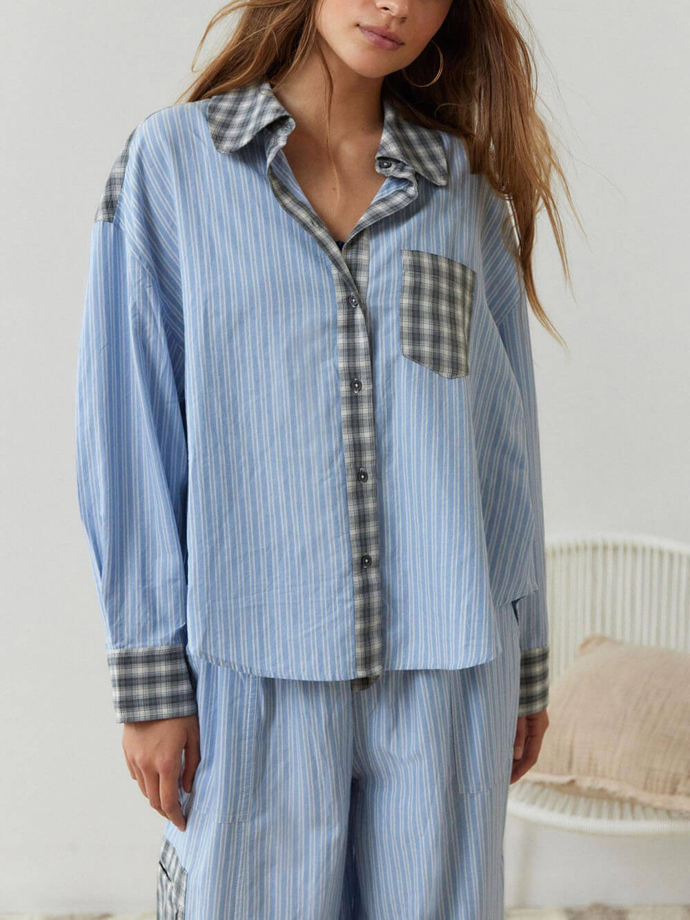 Weites Pyjama-Set in Hellblau
