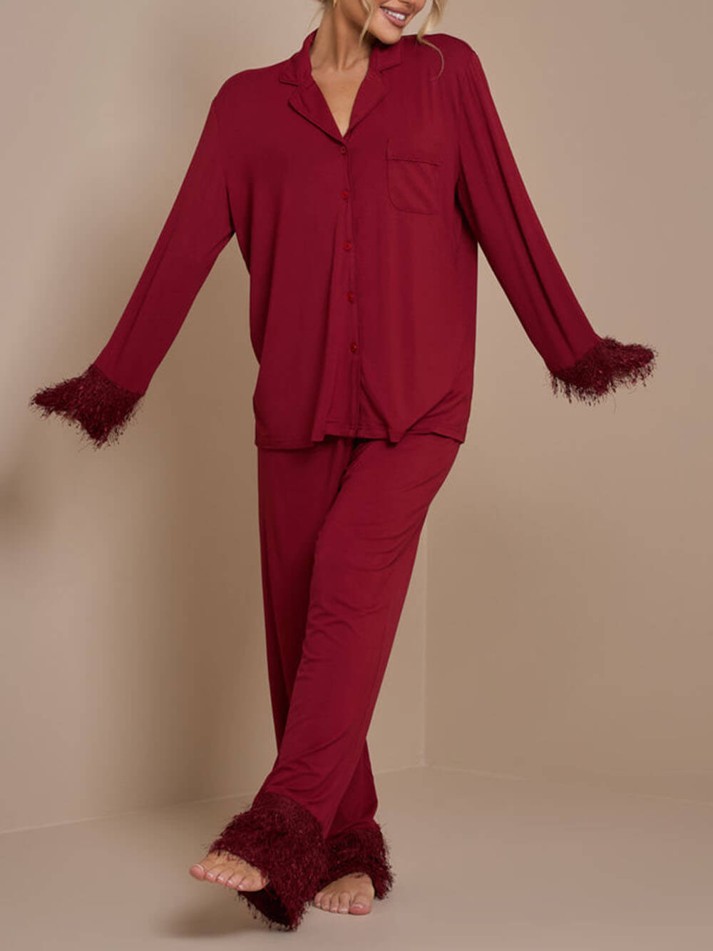 Pyjama-Set mit Pompons und Patchwork