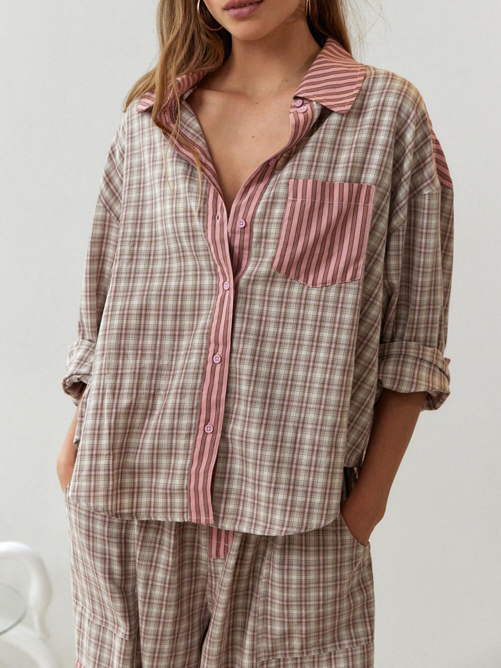 Pyjama-Set rosa weit