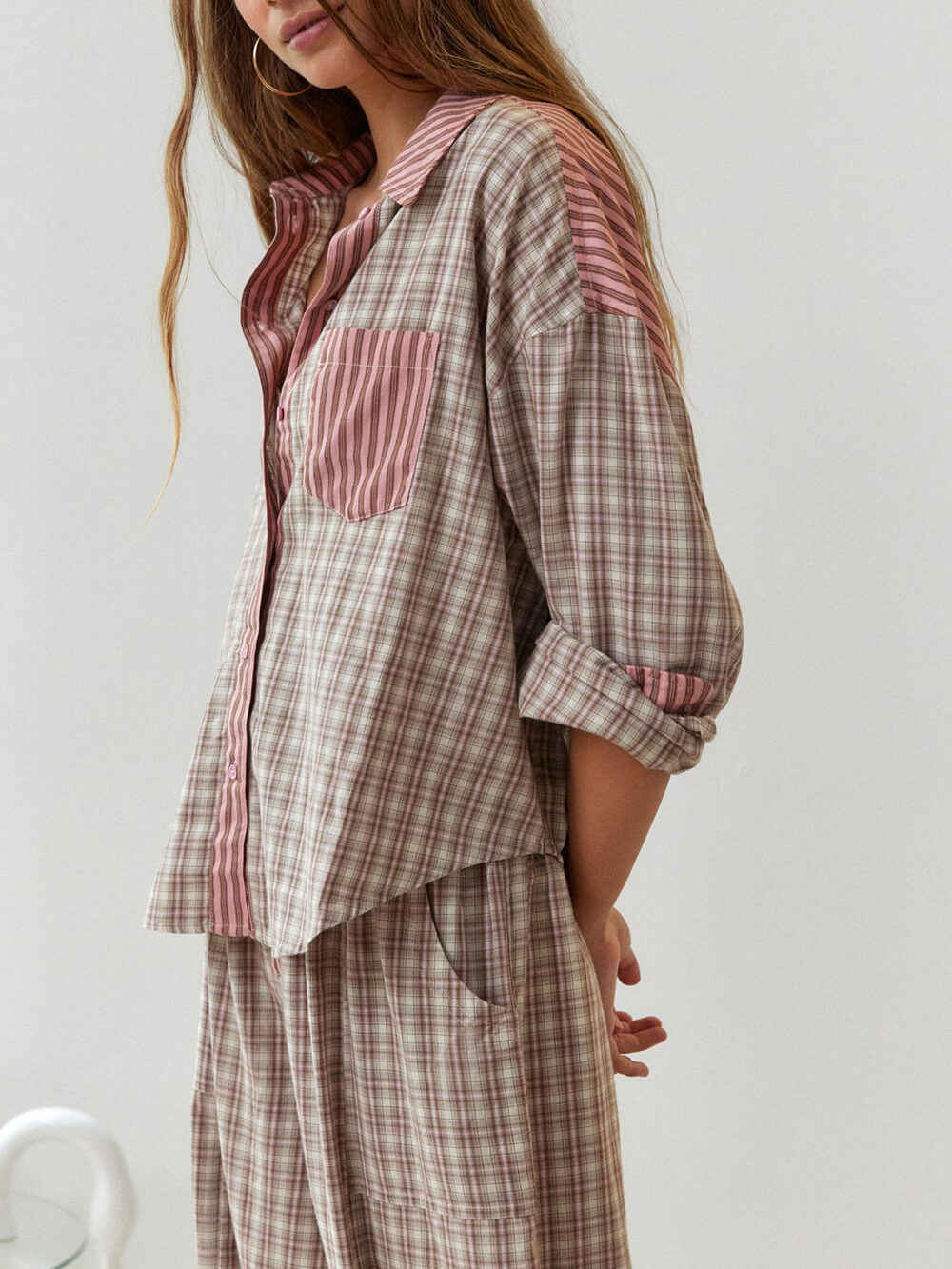Pyjama-Set rosa weit