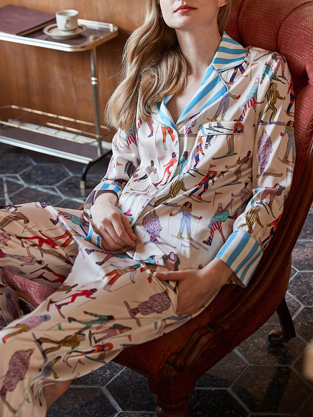 Pyjama-Set mit Druck Ski