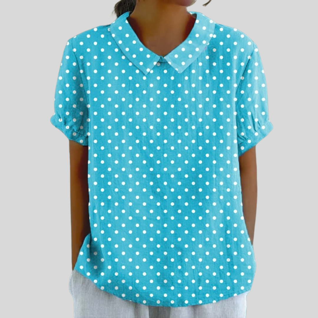 Lucette™ | Turquoise Polka Dot Blouse
