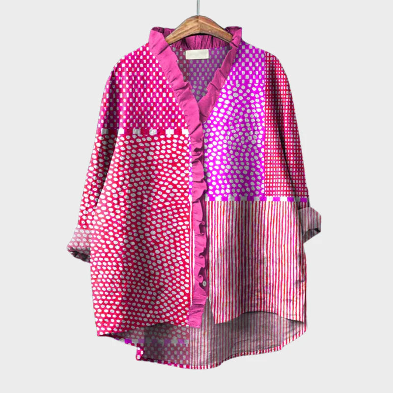Harper™ | Women Blouses Long Sleeve Button Up Shirt with Ruffle V-Neck