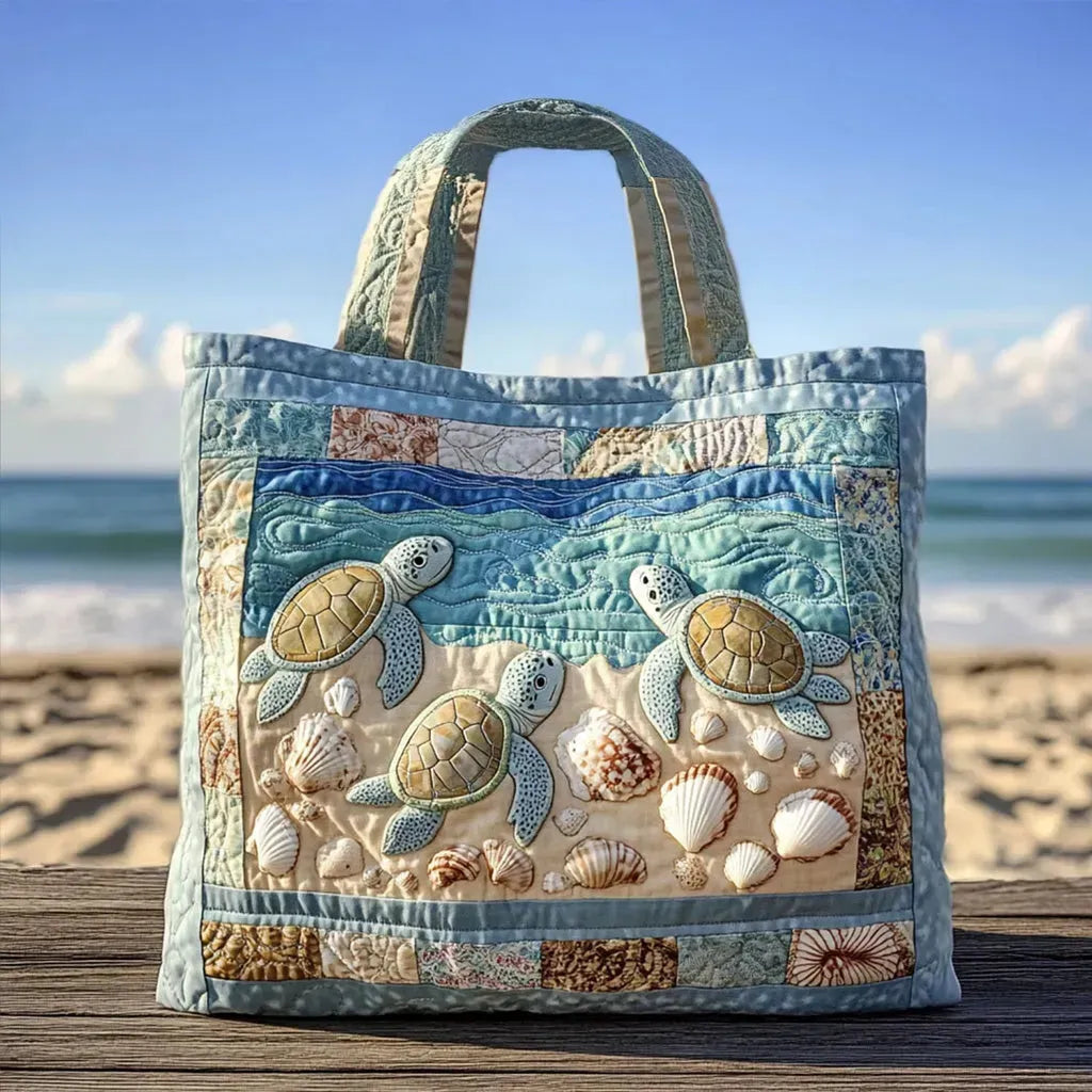 Artisan Quilted Tote - Sea Turtles