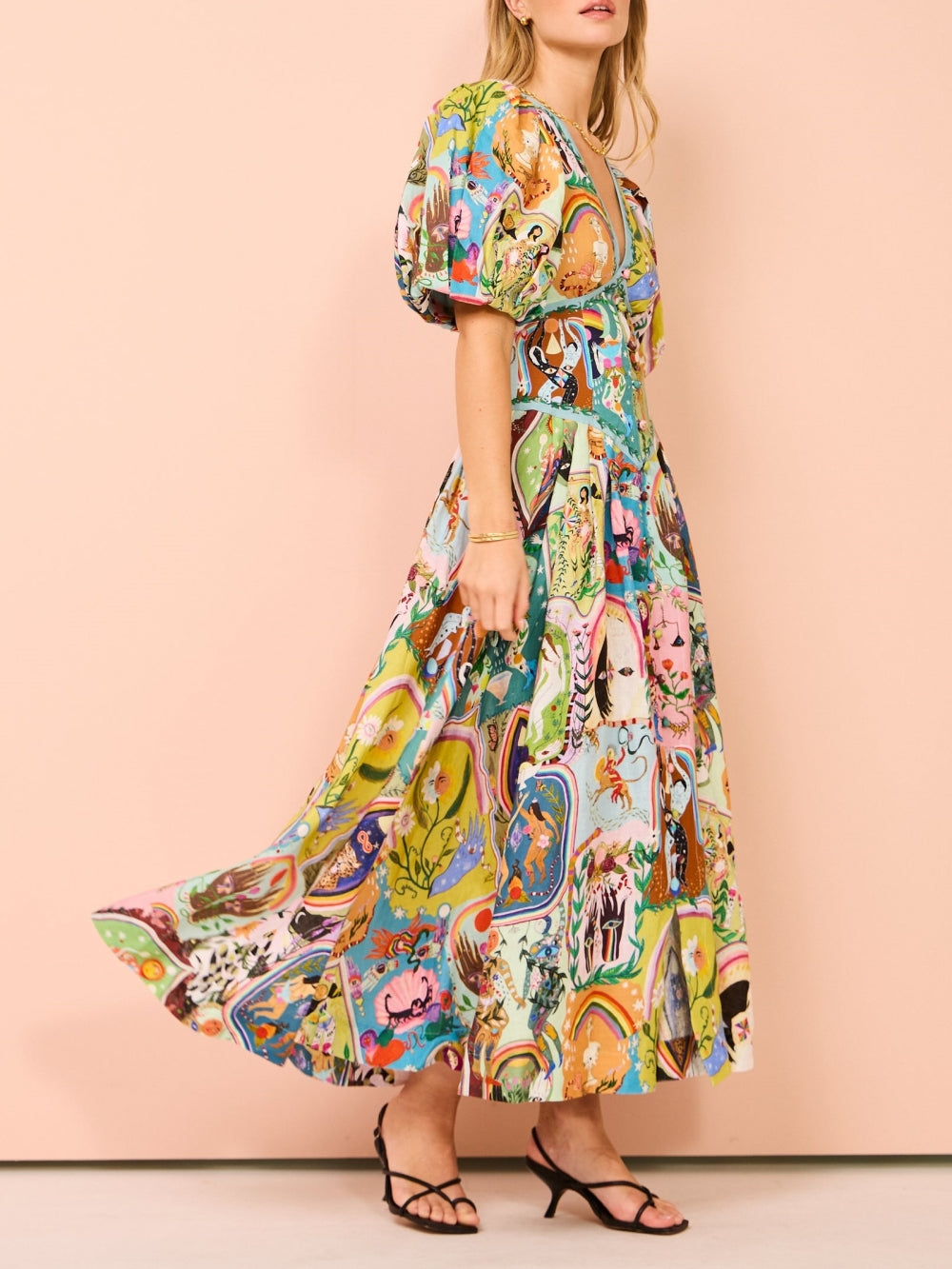 Lässiges Midikleid mit Graffiti-Print Evergreen