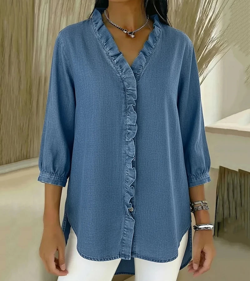 Maud™ | Fluid Blouse with Ruffled V-Neck