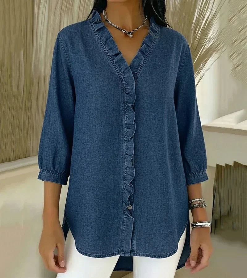 Maud™ | Fluid Blouse with Ruffled V-Neck