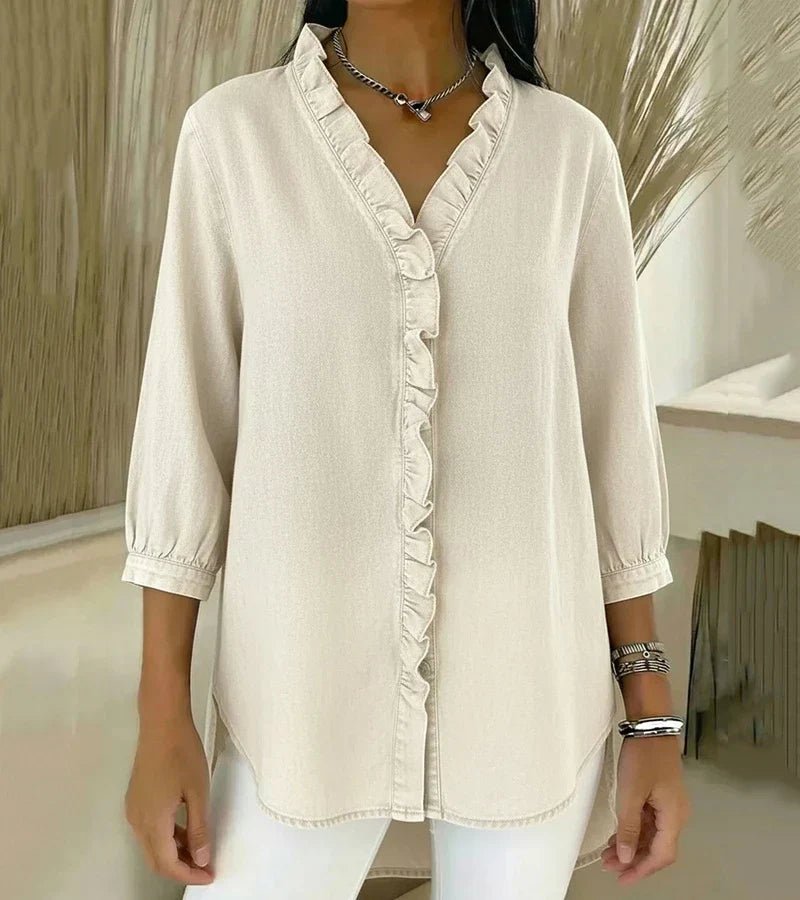 Maud™ | Fluid Blouse with Ruffled V-Neck