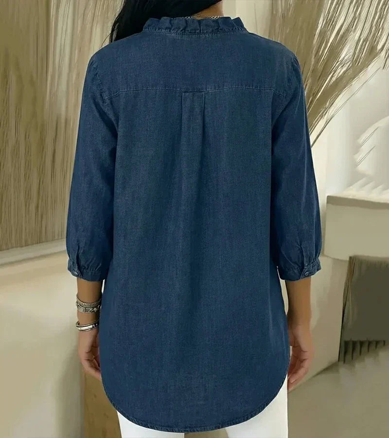 Maud™ | Fluid Blouse with Ruffled V-Neck