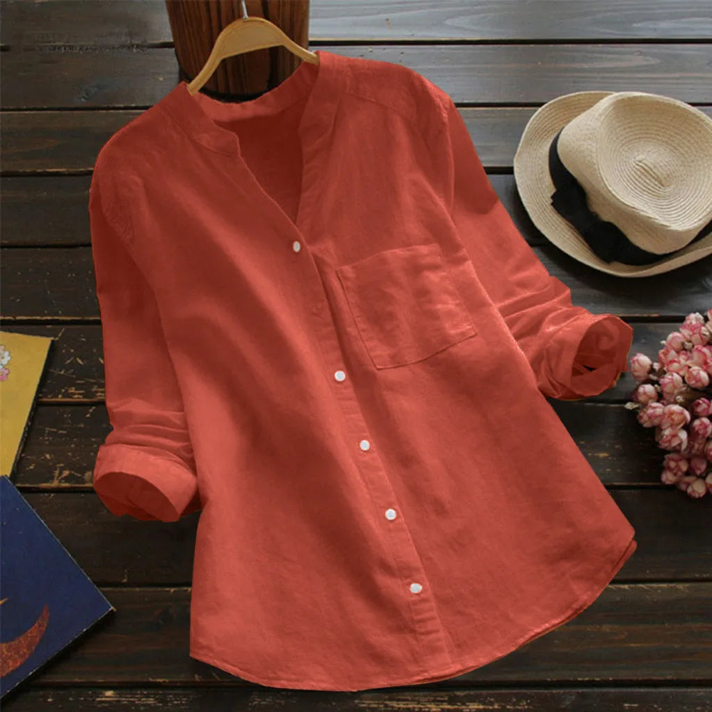 Autumn™ | Solid V-Neck Blouse
