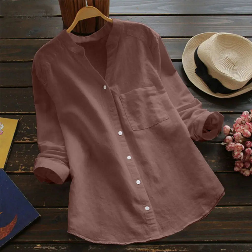 Autumn™ | Solid V-Neck Blouse