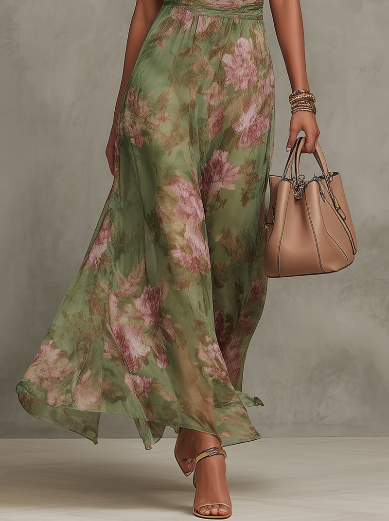 LYRA | Floral Halter Maxi for Effortless Elegance and Graceful Movement