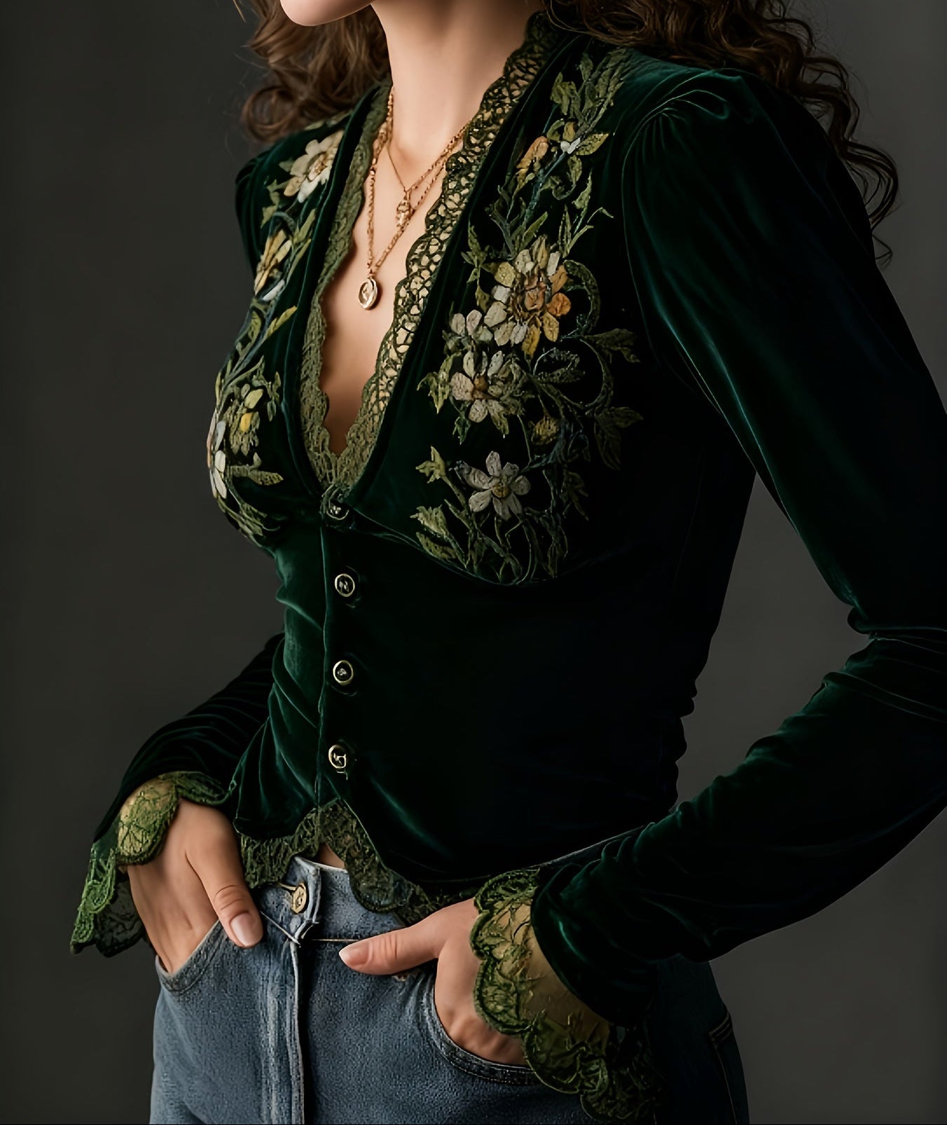 Suzanne™ | Embroidered Velvet Top