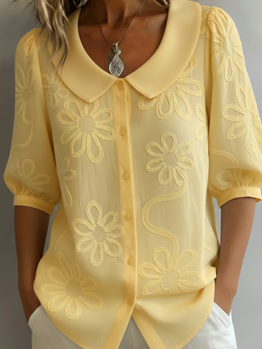 LUNA | Collared Long-Sleeve Blouse for Soft Feminine Style