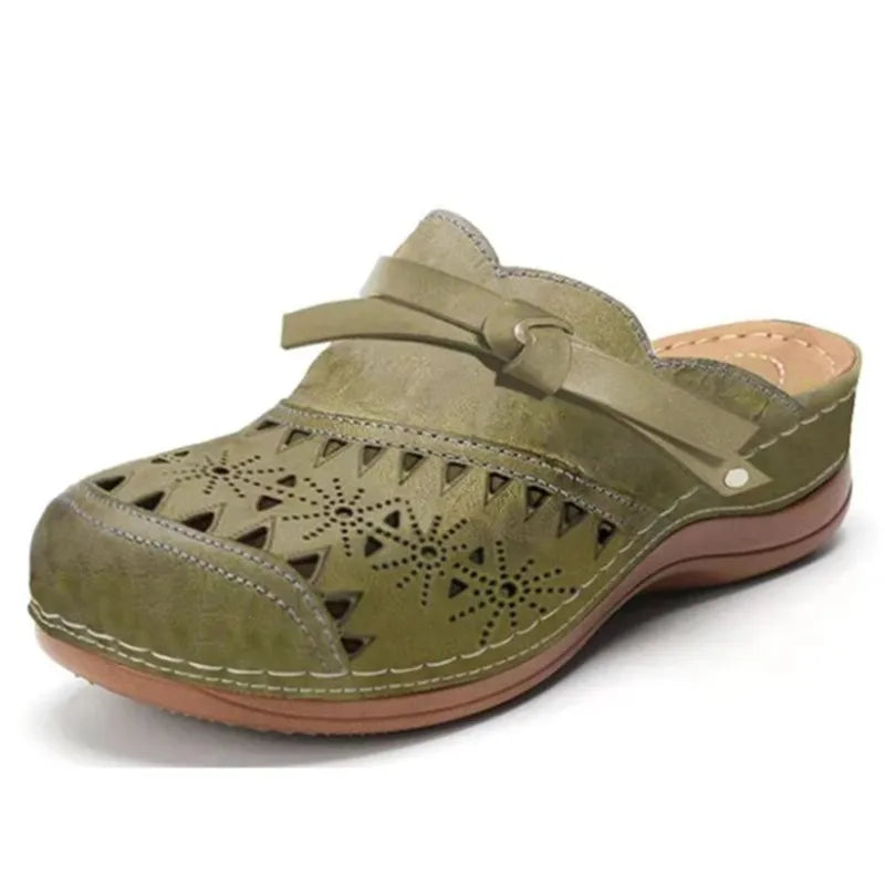 Zoey | Cutout Wedge Clogs with Bow Detail and Arch Support
