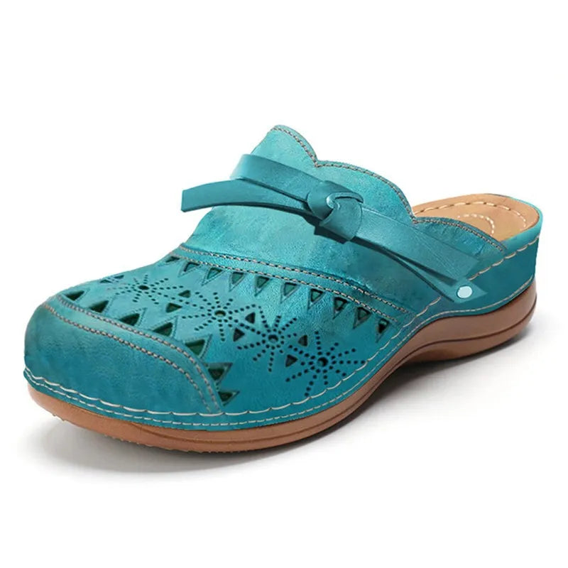 Zoey | Cutout Wedge Clogs with Bow Detail and Arch Support