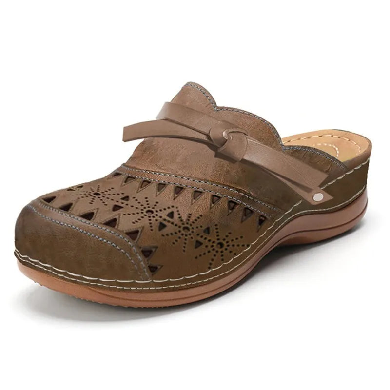 Zoey | Cutout Wedge Clogs with Bow Detail and Arch Support