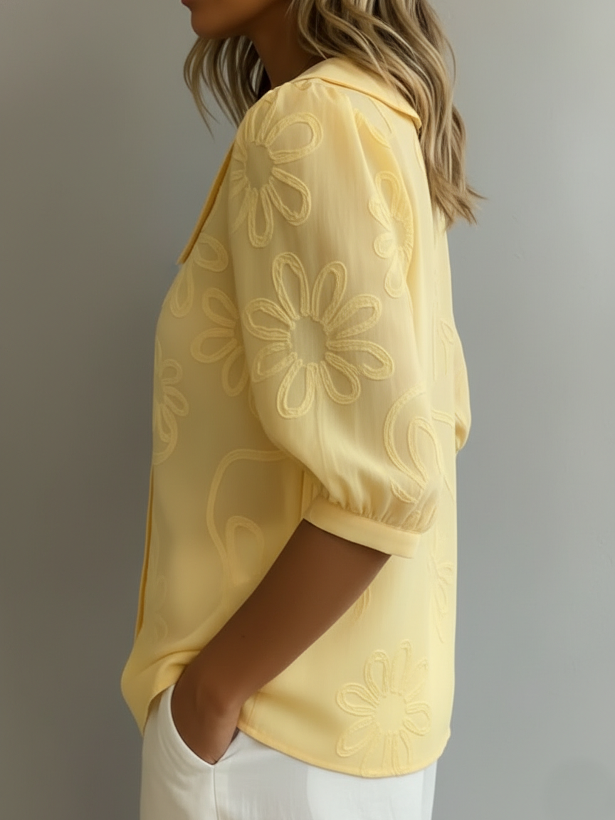 LUNA | Collared Long-Sleeve Blouse for Soft Feminine Style