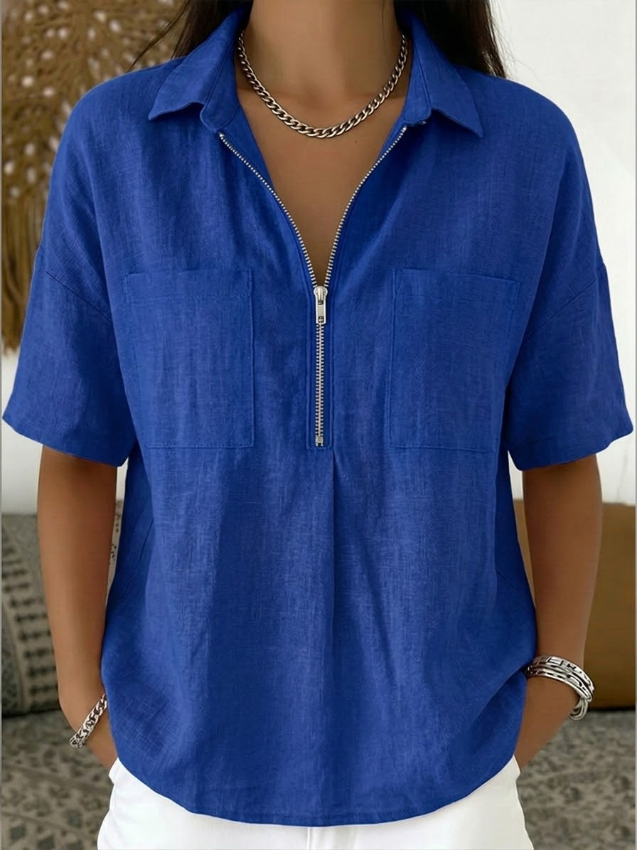 Garance™ | Half-Zip Linen & Cotton Shirt