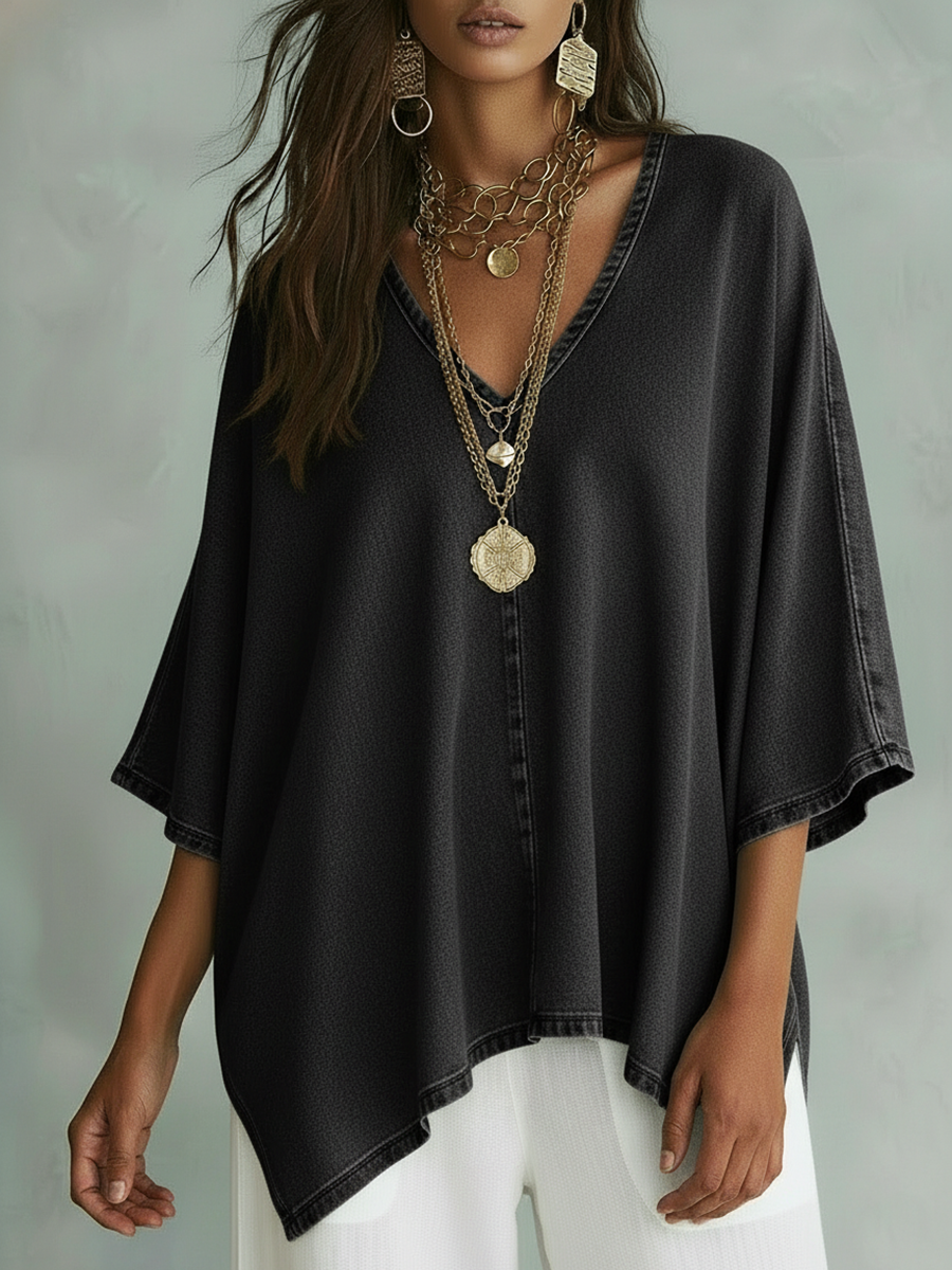 Margot™ | V-Neck Denim Shirt