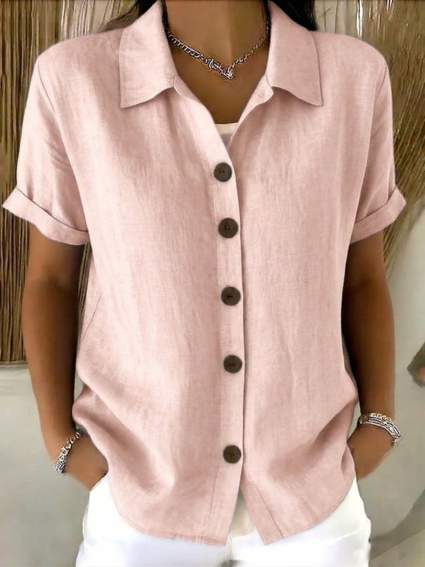 Aya™ | Button-Up Linen & Cotton Shirt