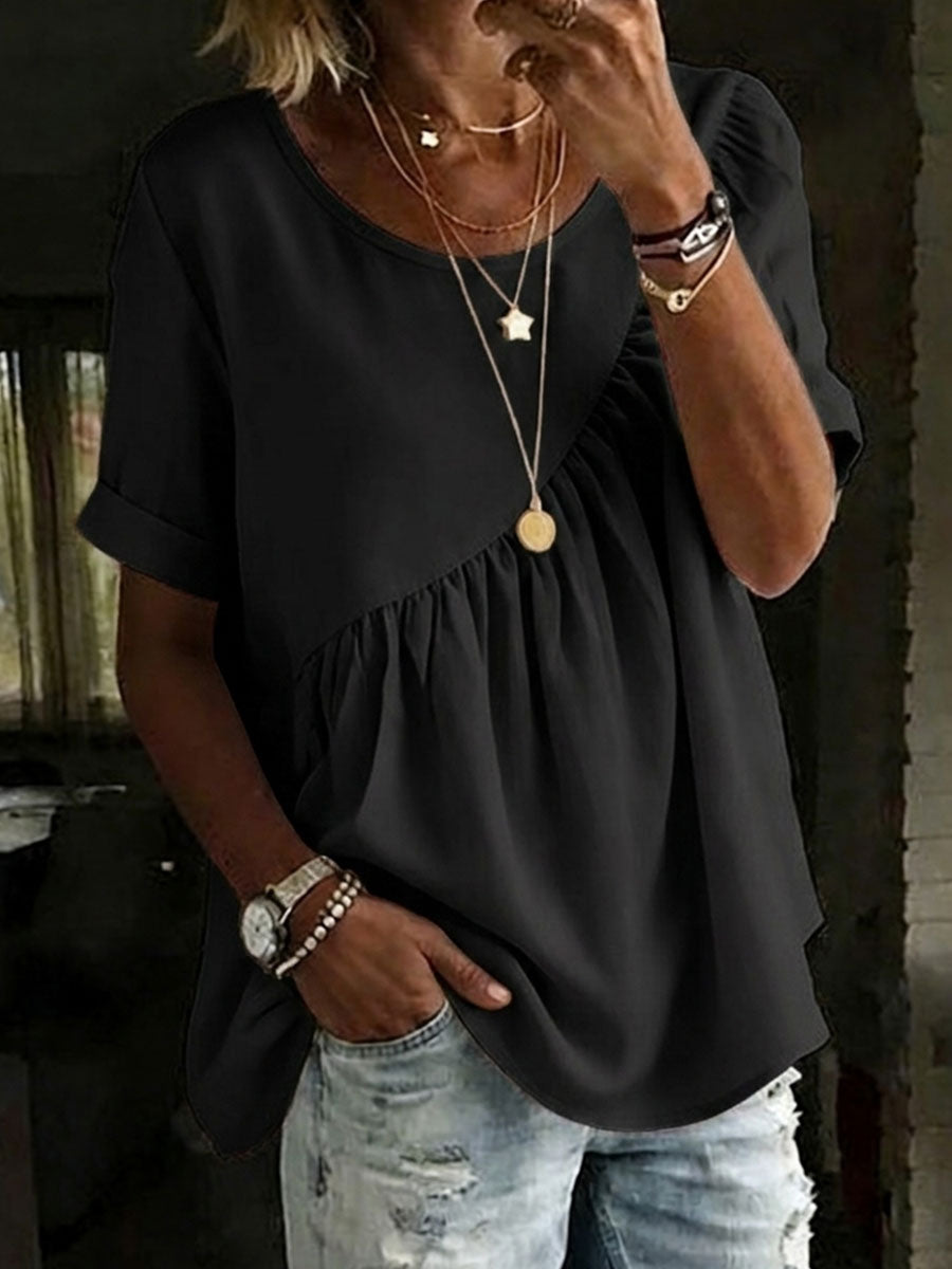 Dalia™ | Loose cotton & linen shirt with drawstring