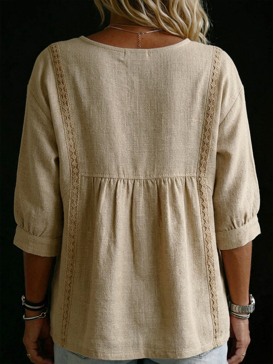 Mina™ | V-neck linen & cotton top