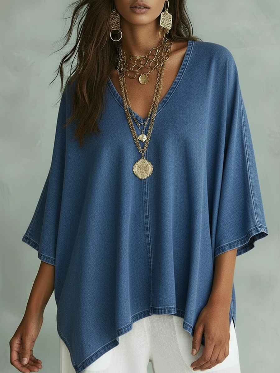 Margot™ | V-Neck Denim Shirt