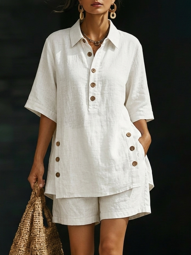 Lea™ | Shirt & Short Linen Set