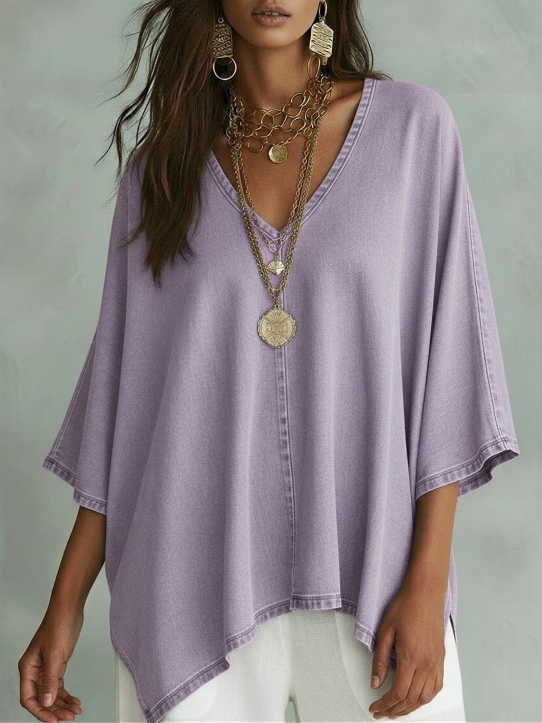 Margot™ | V-Neck Denim Shirt