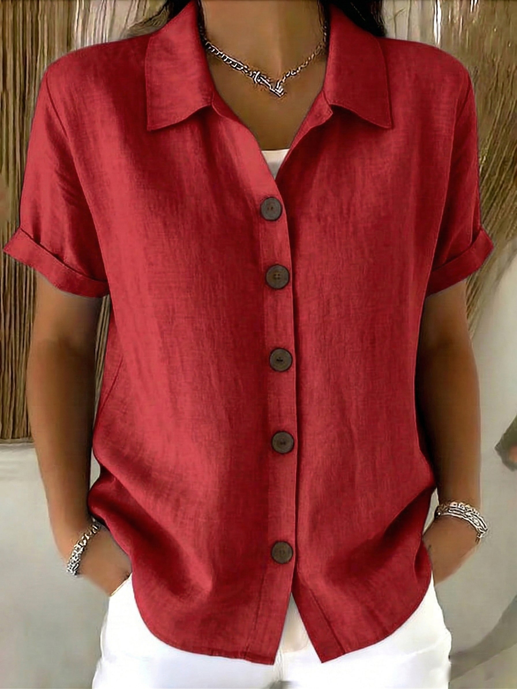 Aya™ | Button-Up Linen & Cotton Shirt