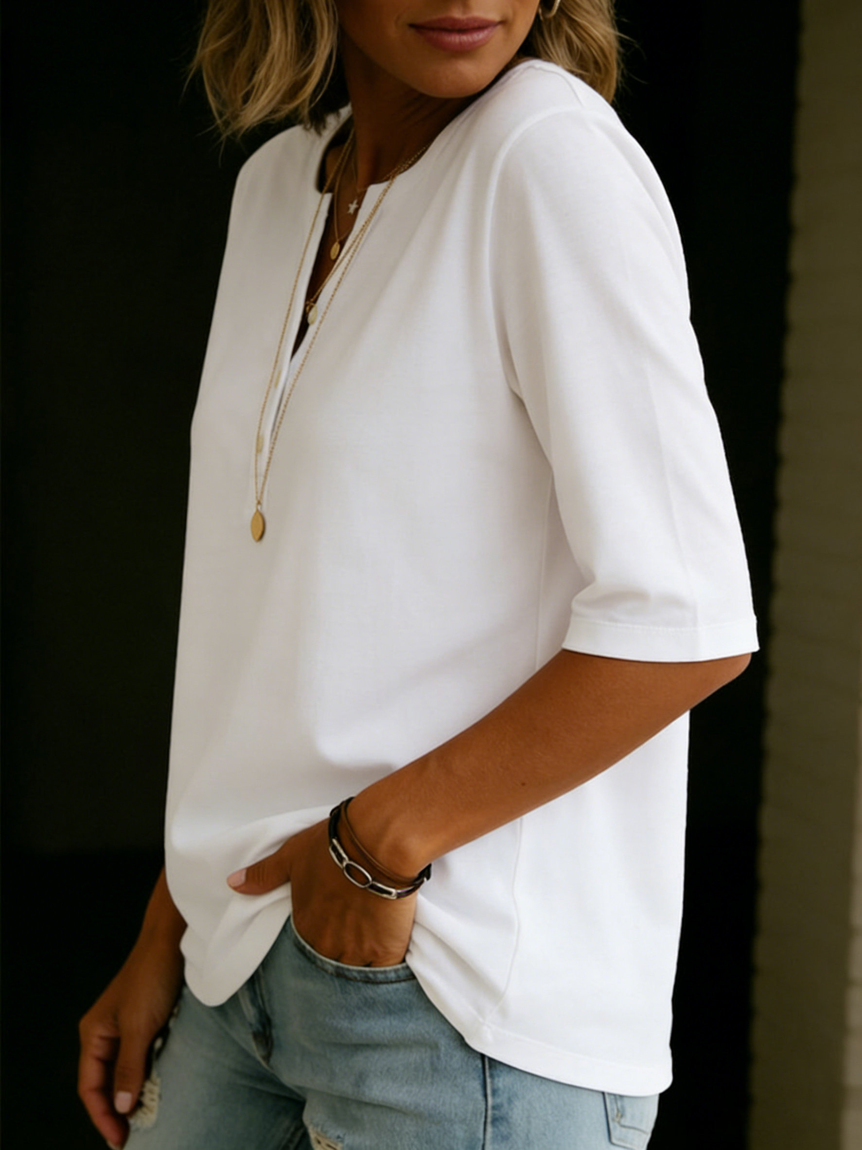 Louna™ | Cotton Henley T-shirt