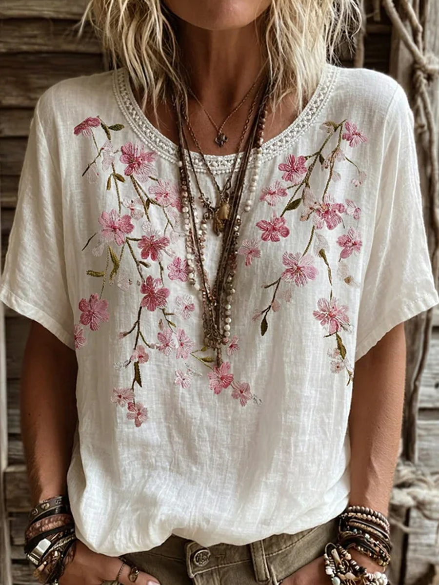 Floréal™ | Vintage Printed Cotton-Linen Top