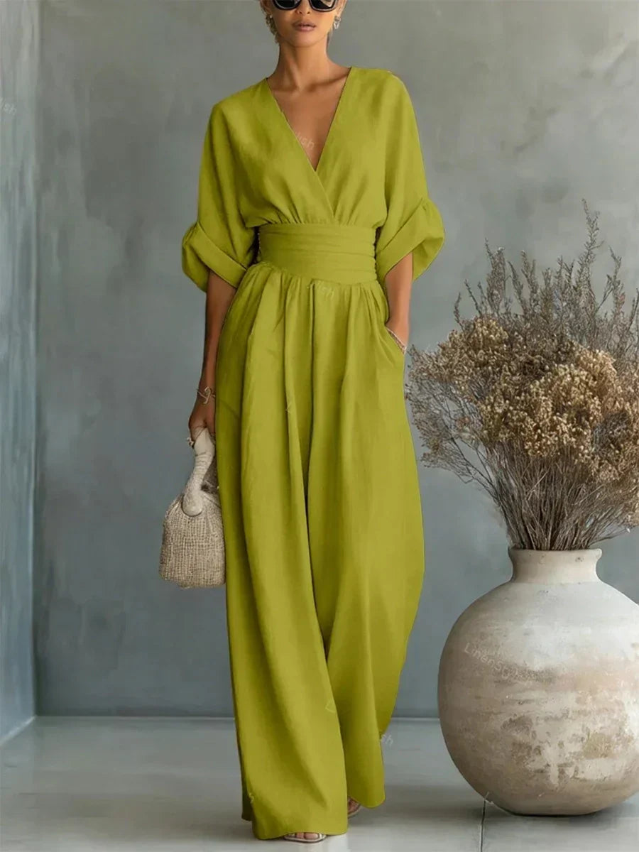 Eliane™ | Pastel Blue V-Neck Jumpsuit